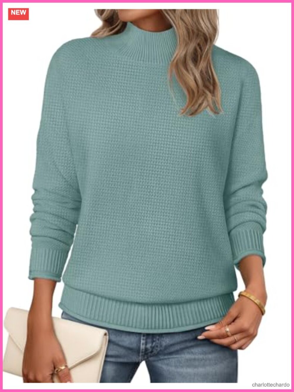Cozy Womens Turtleneck Long Sleeve Knit Sweater Loose Fit Pullover